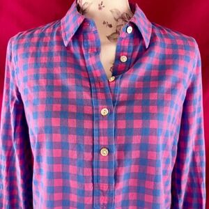 Vineyard Vines Plaid Button‎ Down Long Sleeve Top Shirt Pink Blue Purple Size 2